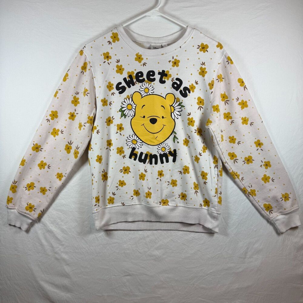 Disney Winnie the Pooh "Sweet as Hunny" Floral Sweatshirt Size S